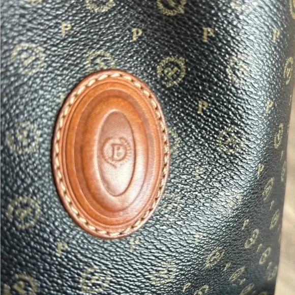 POLLINI Shoulder BUCKET bag Brown/Black  VINTAGE Leather heavy RRP £390 - Picture 10 of 10